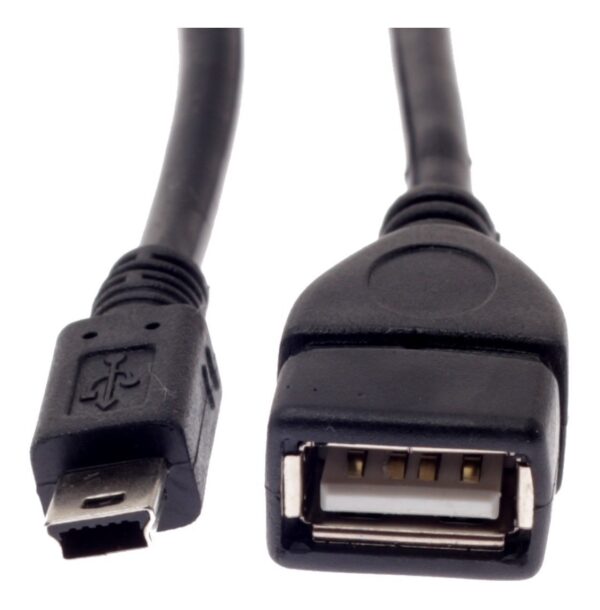 Cabo adaptador otg do mini usb para usb femea com 1.5 metros